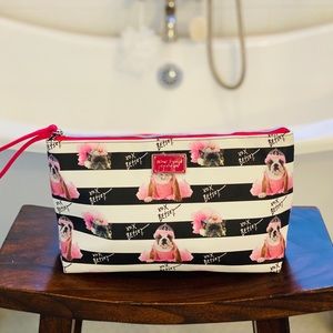 Betsy Johnson Large French Bulldog Cosmetic Bag